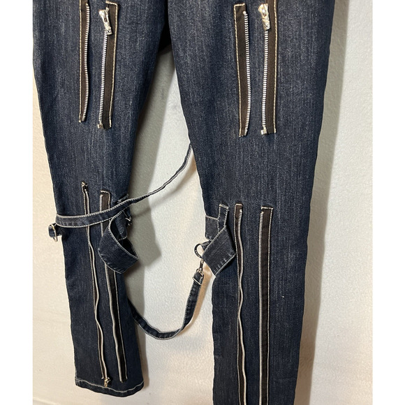 Tripp NYC Dark Blue Straight Leg Jeans with Zippers & Strap Accents - Picture 10 of 12